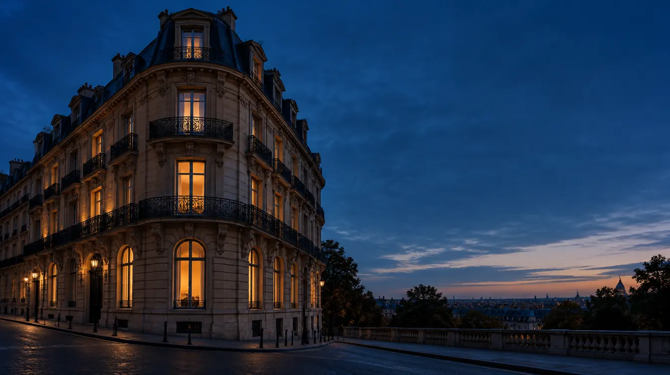 Immeuble à l'heure bleue